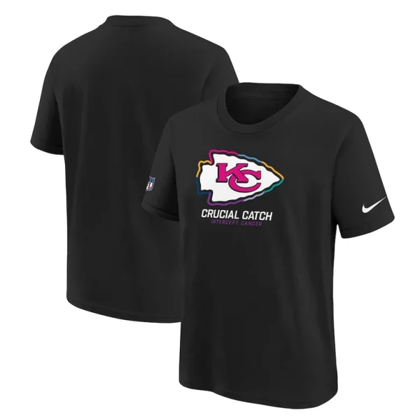 Kansas city chiefs nike youth 2024 nfl crucial catch t shirt Black