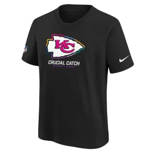 Kansas city chiefs nike youth 2024 nfl crucial catch t shirt Black Yth M