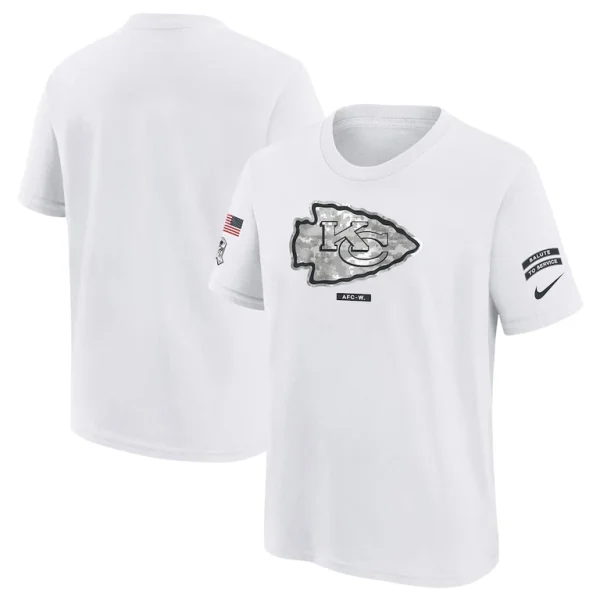 Kansas city chiefs nike youth 2024 salute to service t shirt White