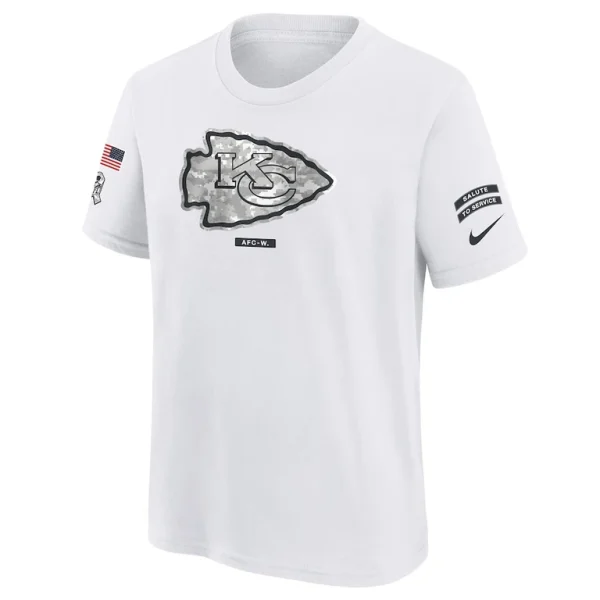 Kansas city chiefs nike youth 2024 salute to service t shirt White Yth M