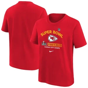 Kansas city chiefs nike youth super bowl lix authentic t shirt Red