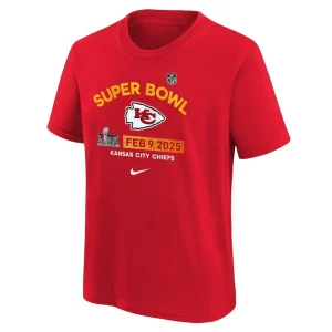 Kansas city chiefs nike youth super bowl lix authentic t shirt Red Yth M