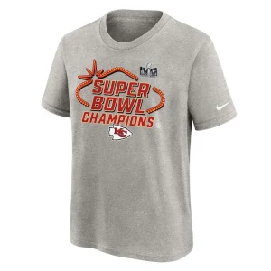 Kansas city chiefs nike youth super bowl lviii champions locker room trophy collection t shirt Gray Yth M