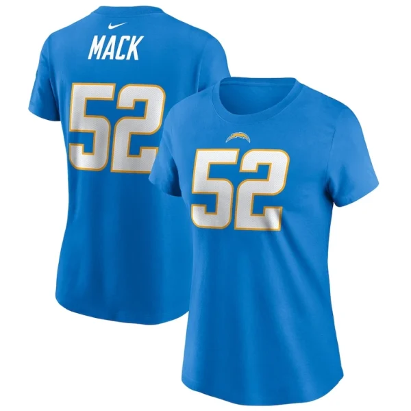 Khalil mack los angeles chargers nike womens player name number t shirt Powder blue