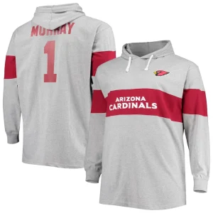 Kyler murray arizona cardinals achopeca big tall player name number pullover hoodie Heathered gray