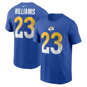 Kyren williams los angeles rams nike player name number t shirt Royal