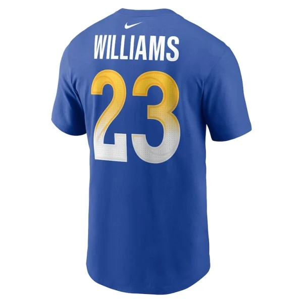 Kyren williams los angeles rams nike player name number t shirt Royal L