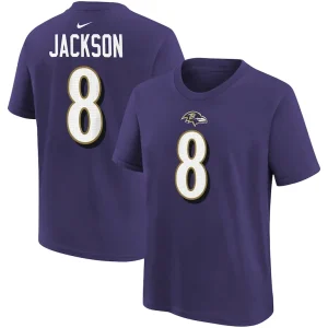 Lamar jackson baltimore ravens nike youth player name number t shirt Purple