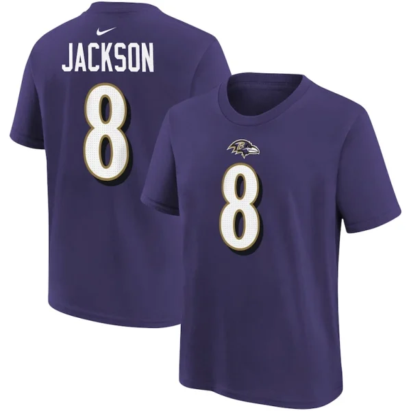 Lamar jackson baltimore ravens nike youth player name number t shirt Purple