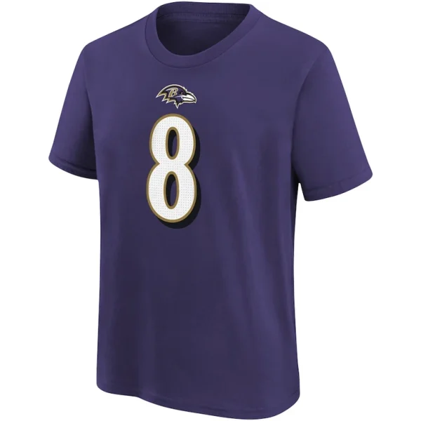 Lamar jackson baltimore ravens nike youth player name number t shirt Purple 56