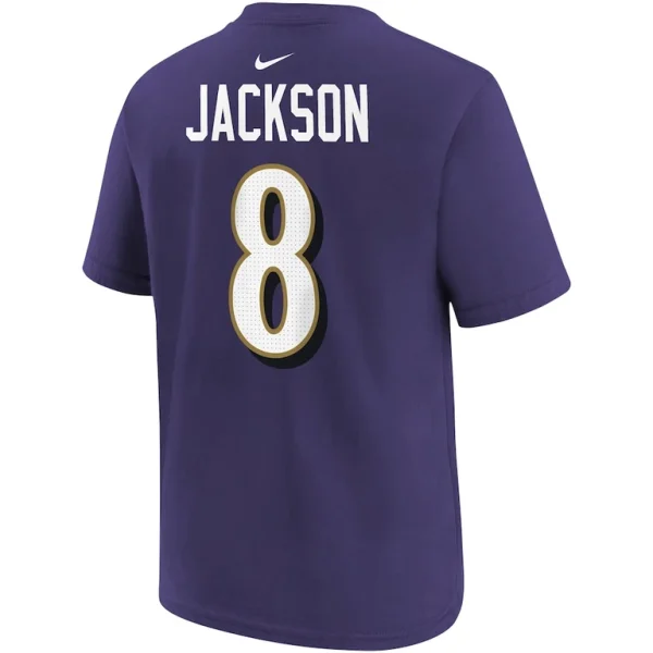 Lamar jackson baltimore ravens nike youth player name number t shirt Purple 7