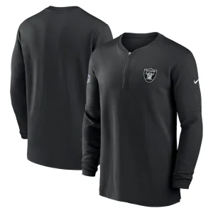 Las vegas raiders nike 2023 sideline performance long sleeve tri blend quarter zip top Black