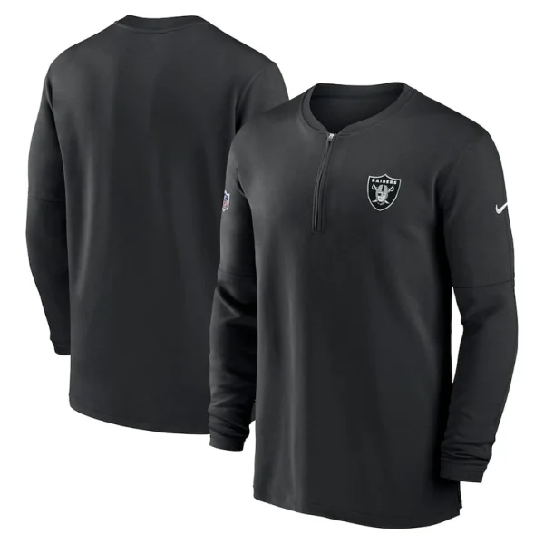 Las vegas raiders nike 2023 sideline performance long sleeve tri blend quarter zip top Black