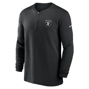 Las vegas raiders nike 2023 sideline performance long sleeve tri blend quarter zip top Black M