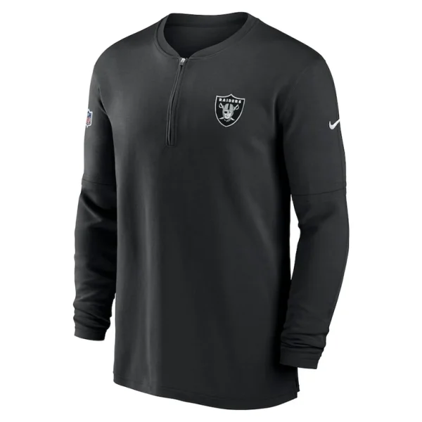 Las vegas raiders nike 2023 sideline performance long sleeve tri blend quarter zip top Black M