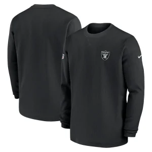 Las vegas raiders nike 2023 sideline throwback heavy brushed waffle long sleeve top Black