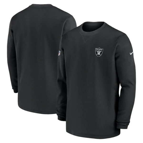 Las vegas raiders nike 2023 sideline throwback heavy brushed waffle long sleeve top Black