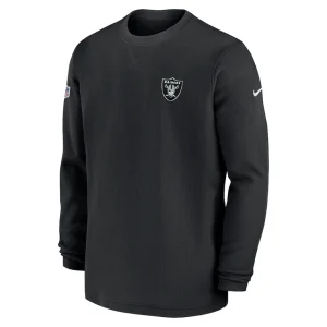 Las vegas raiders nike 2023 sideline throwback heavy brushed waffle long sleeve top Black M