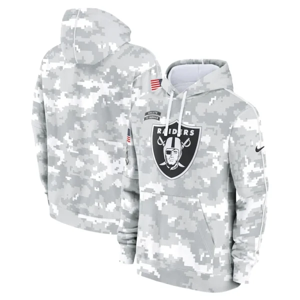 Las vegas raiders nike 2024 salute to service club fleece pullover hoodie Arctic camo