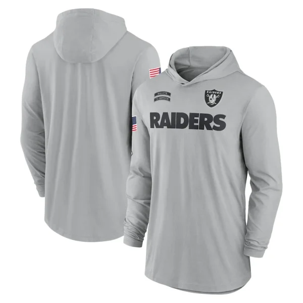 Las vegas raiders nike 2024 salute to service lightweight performance long sleeve hooded t shirt Gray