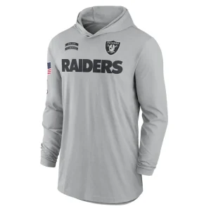 Las vegas raiders nike 2024 salute to service lightweight performance long sleeve hooded t shirt Gray M