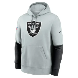 Las vegas raiders nike 2024 sideline club pullover hoodie Silver M