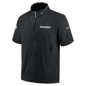 Las vegas raiders nike 2024 sideline coach short sleeve half zip hoodie jacket Black M