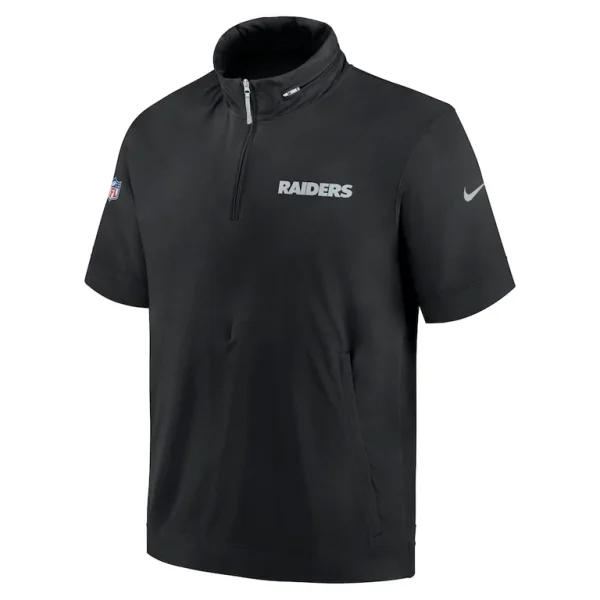 Las vegas raiders nike 2024 sideline coach short sleeve half zip hoodie jacket Black M