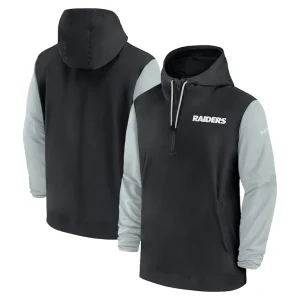 Las vegas raiders nike 202425 sideline pre game player 12 zip hoodie jacket Blacksilver