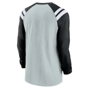 Las vegas raiders nike classic arc raglan tri blend long sleeve t shirt Silverblack L