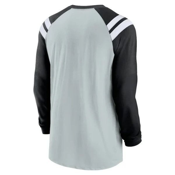 Las vegas raiders nike classic arc raglan tri blend long sleeve t shirt Silverblack L