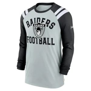Las vegas raiders nike classic arc raglan tri blend long sleeve t shirt Silverblack M