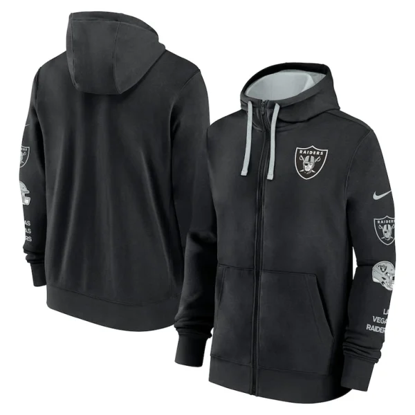 Las vegas raiders nike club full zip hoodie jacket Black