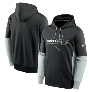 Las vegas raiders nike color block fleece performance pullover hoodie Black