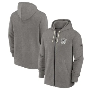 Las vegas raiders nike historic lifestyle full zip hoodie Heather gray