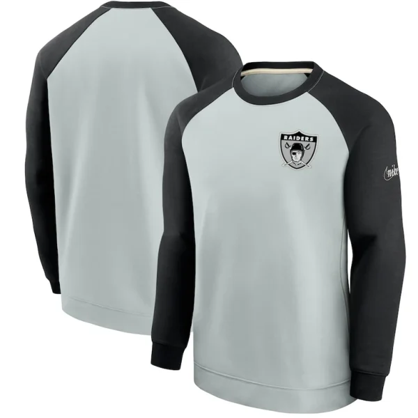 Las vegas raiders nike historic raglan crew performance sweater Silverblack