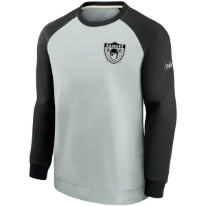 Las vegas raiders nike historic raglan crew performance sweater Silverblack M