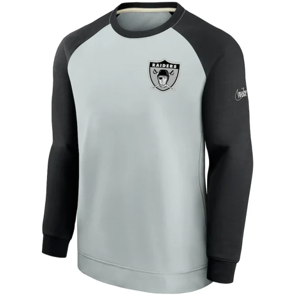 Las vegas raiders nike historic raglan crew performance sweater Silverblack M