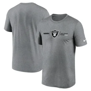Las vegas raiders nike horizontal lockup legend performance t shirt Heather charcoal