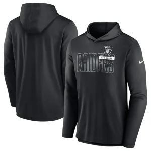 Las vegas raiders nike lightweight performance hooded long sleeve t shirt Black