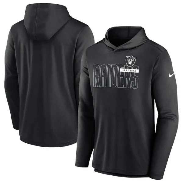 Las vegas raiders nike lightweight performance hooded long sleeve t shirt Black