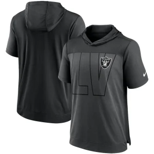 Las vegas raiders nike performance hoodie t shirt Heathered charcoalblack