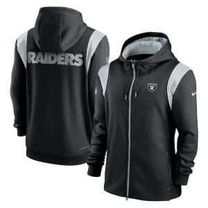Las vegas raiders nike performance sideline lockup full zip hoodie Black