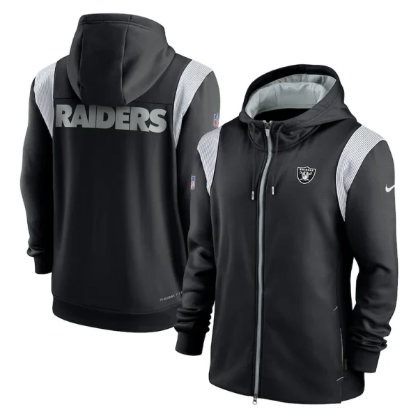 Las vegas raiders nike performance sideline lockup full zip hoodie Black