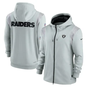 Las vegas raiders nike performance sideline lockup full zip hoodie Silver