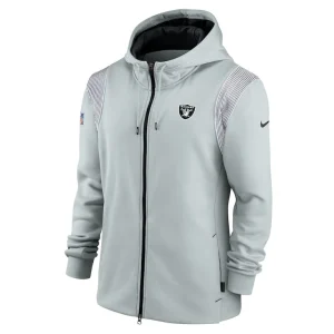Las vegas raiders nike performance sideline lockup full zip hoodie Silver S