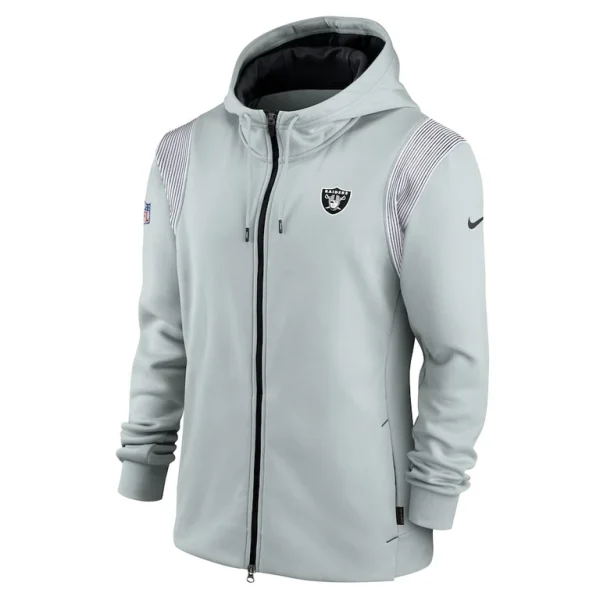 Las vegas raiders nike performance sideline lockup full zip hoodie Silver S