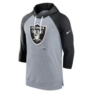 Las vegas raiders nike raglan 34 sleeve pullover hoodie Heather grayheather black M
