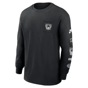 Las vegas raiders nike rewind heavy max 90 pocket long sleeve t shirt Black M