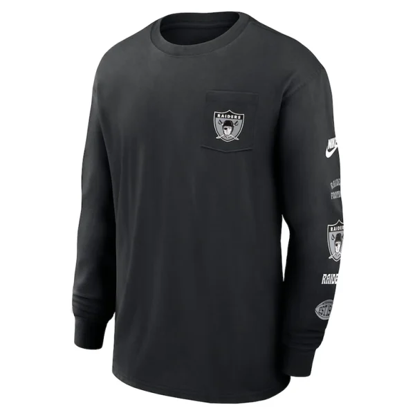 Las vegas raiders nike rewind heavy max 90 pocket long sleeve t shirt Black M